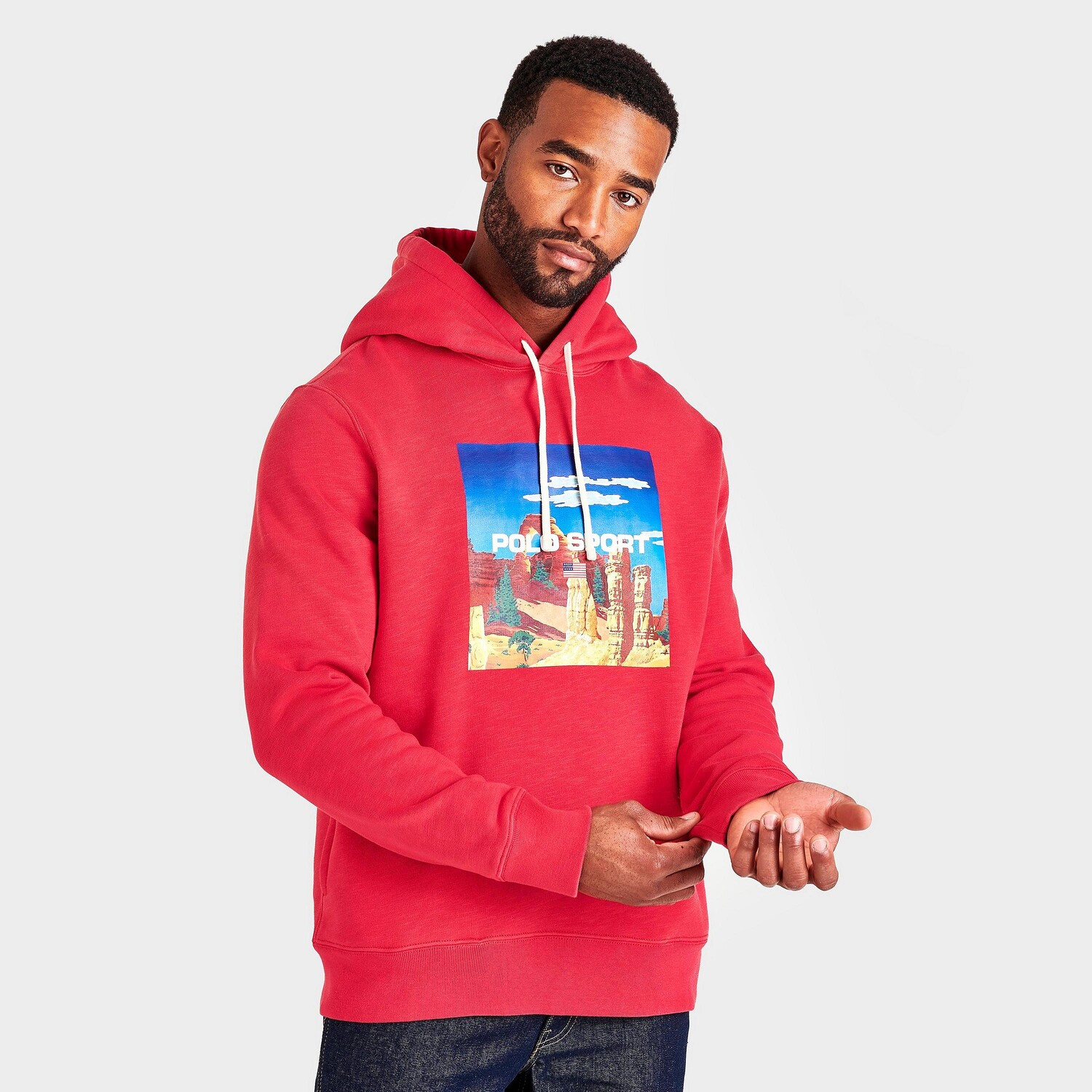 

Мужская флисовая худи Polo Ralph Lauren Polo Sport с принтом пустыни, красный