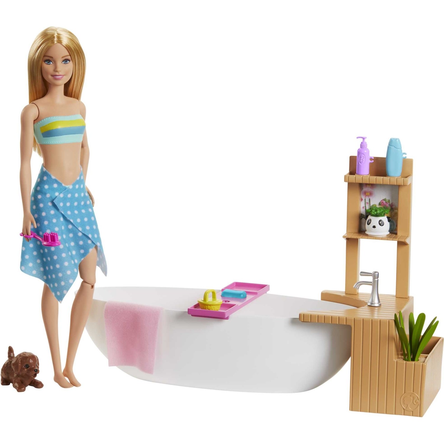 Игровой набор Barbie ванна GJN32 кукла classic санни мэдисон 28см желтая с акс rainbow 42684
