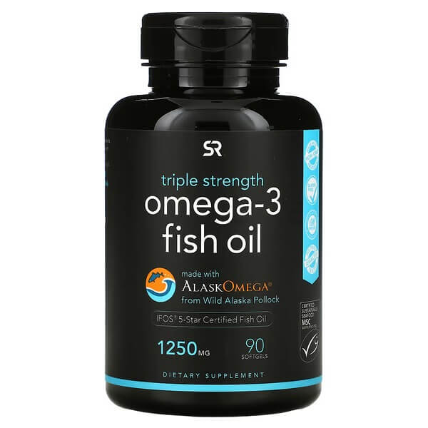 Рыбий жир с омега-3 Sports Research 1250 мг, 90 таблеток naturelo omega dha gummy lemon