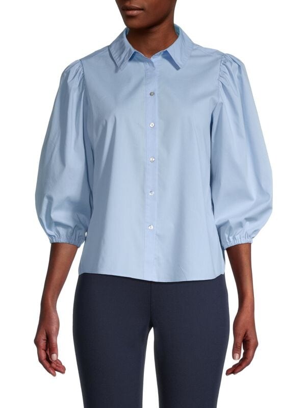 

Однотонная рубашка с пышными рукавами NANETTE nanette lepore Chambray blue