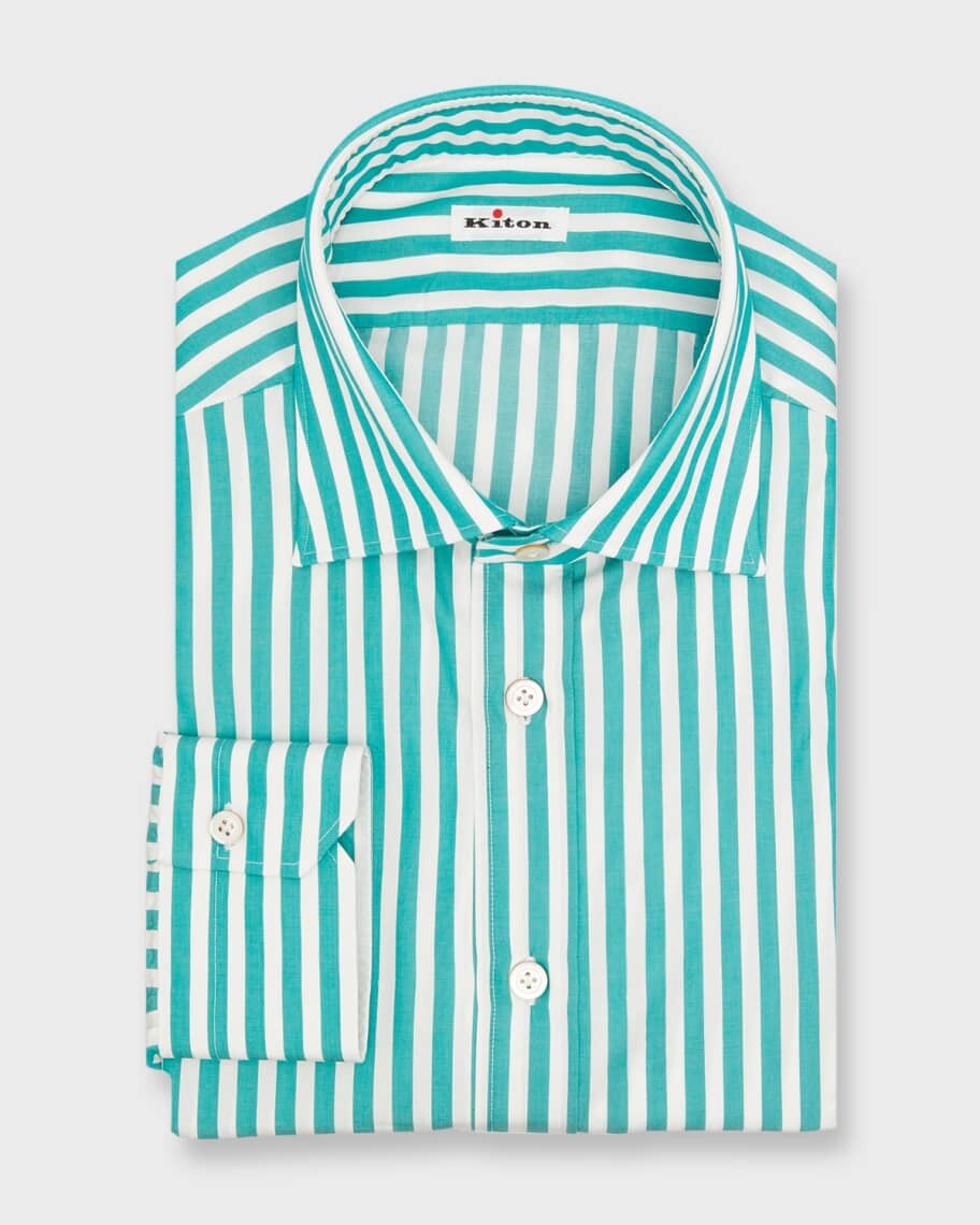 

Мужская рубашка в полоску из хлопка Kiton