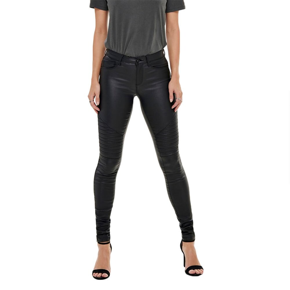 

Брюки Only New Royal Regular Skinny Biker Coated, черный