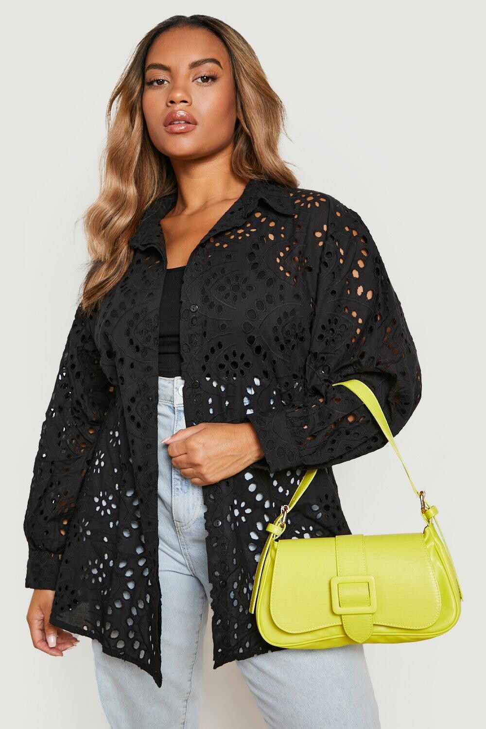 

Рубашка оверсайз с люшками Boohoo, черный