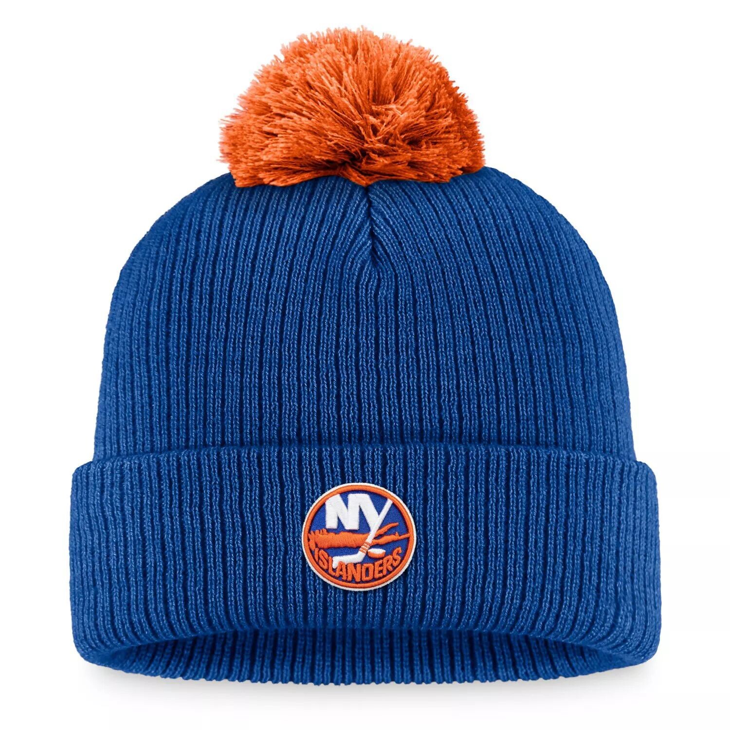 

Мужская вязаная шапка с манжетами и помпоном Fanatics Royal New York Islanders Team
