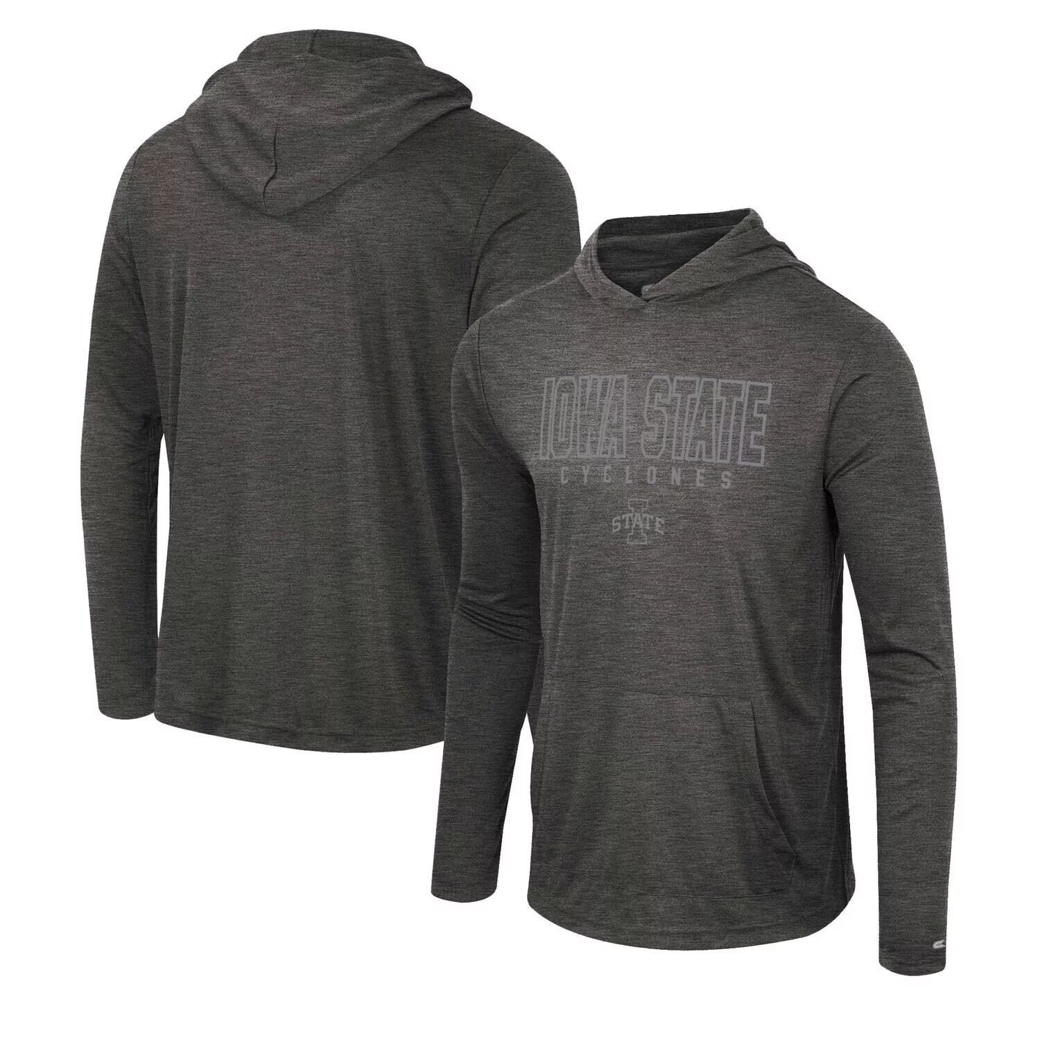 

Мужская футболка с капюшоном с длинными рукавами Colosseum Heather Black Iowa State Cyclones Slub