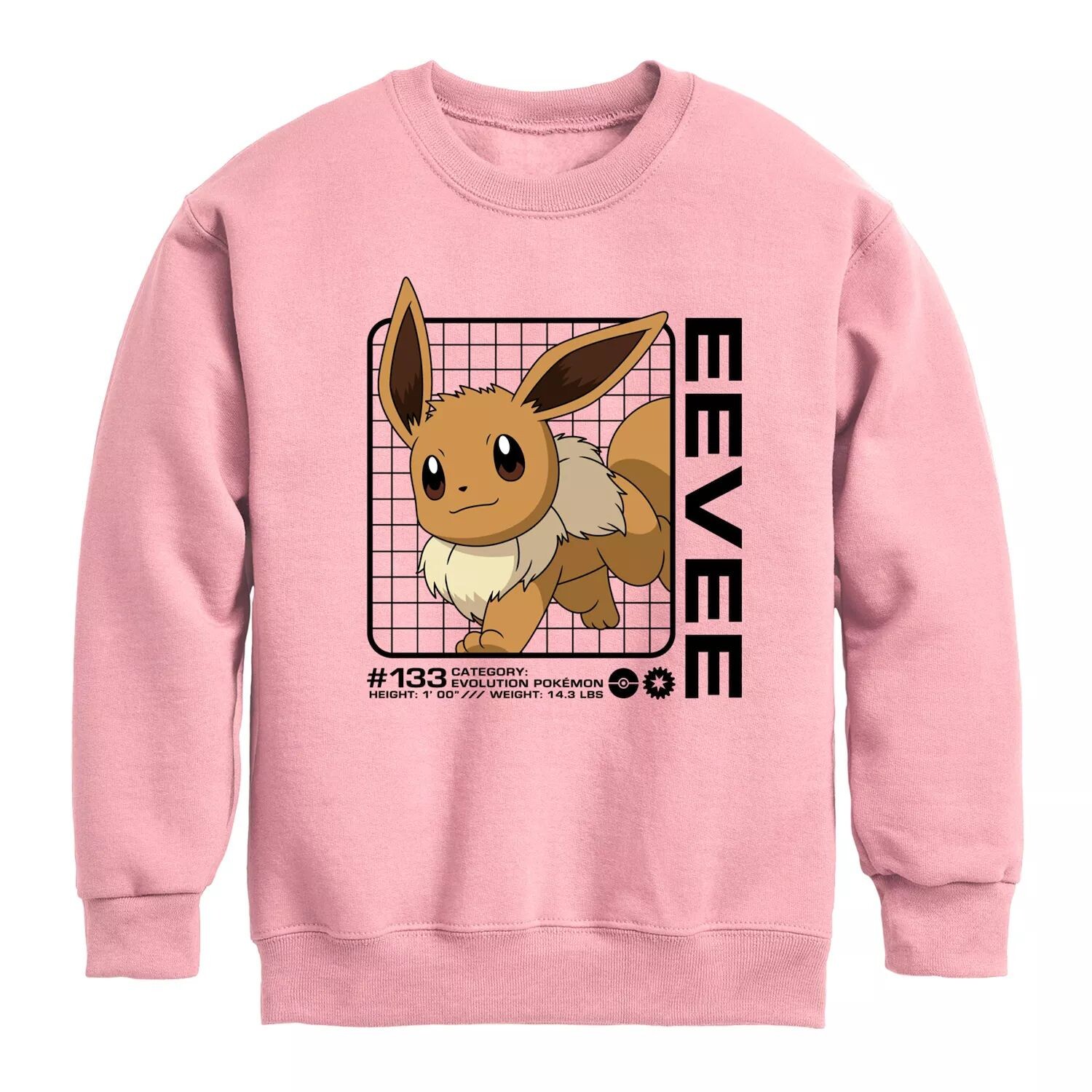 

Флисовая толстовка с рисунком Pokemon Eevee Stats для мальчиков 8–20 лет Licensed Character, розовый