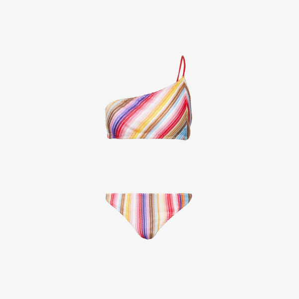 

Бикини в полоску с асимметричным вырезом Missoni, красный