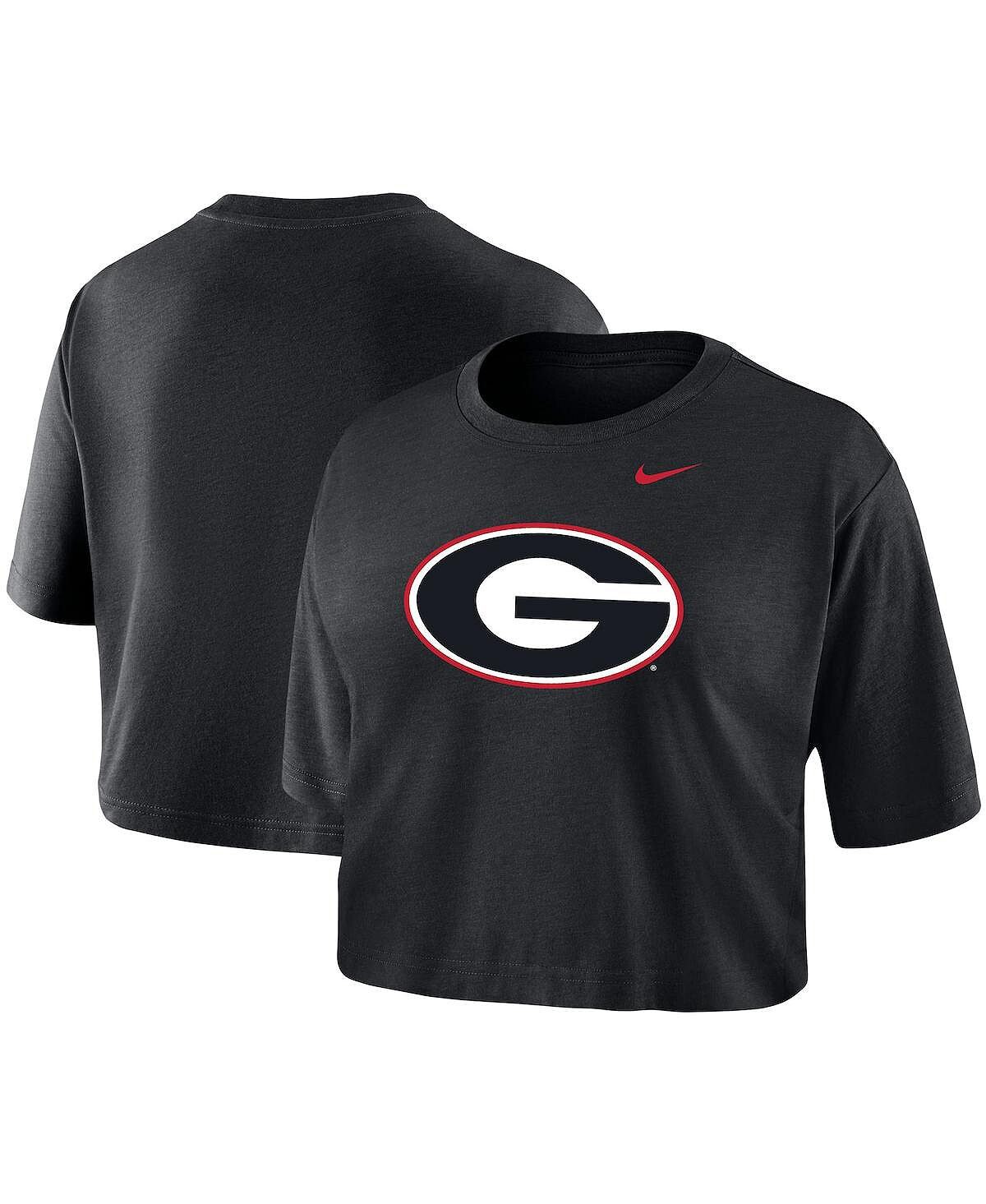 

Черная женская укороченная футболка Georgia Bulldogs Performance Nike, черный