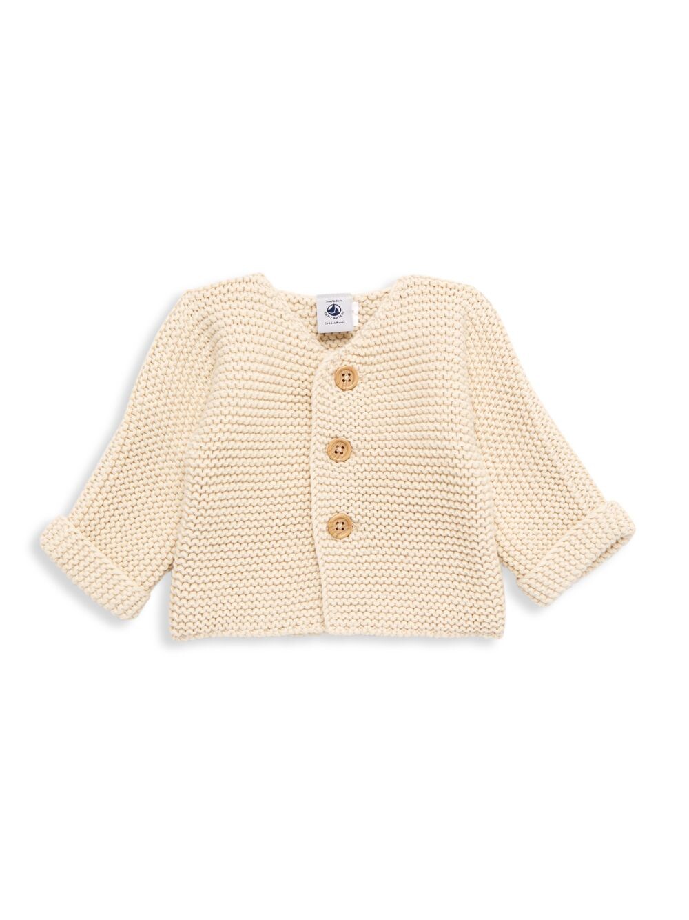 

Вязаный кардиган из хлопка для девочки Petit Bateau, кремовый