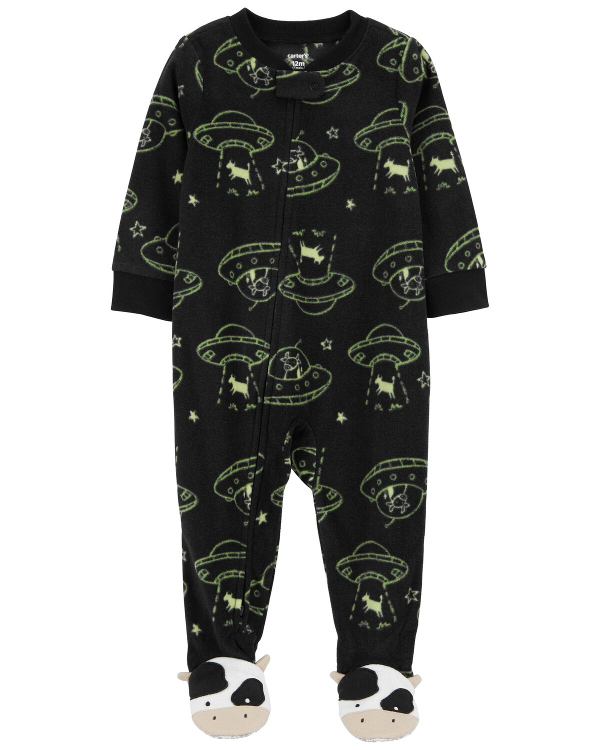 

Детские цельнокроеные флисовые пижамы Space Cow Footie Carter's, черный