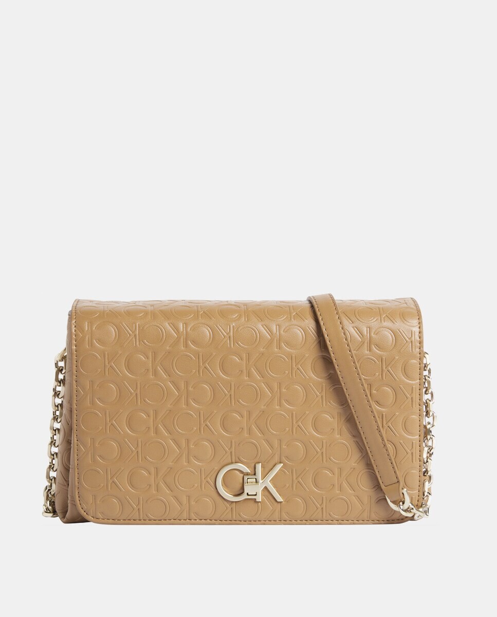 

Коричневая сумка через плечо из искусственной кожи с клапаном и застежкой Calvin Klein, коричневый
