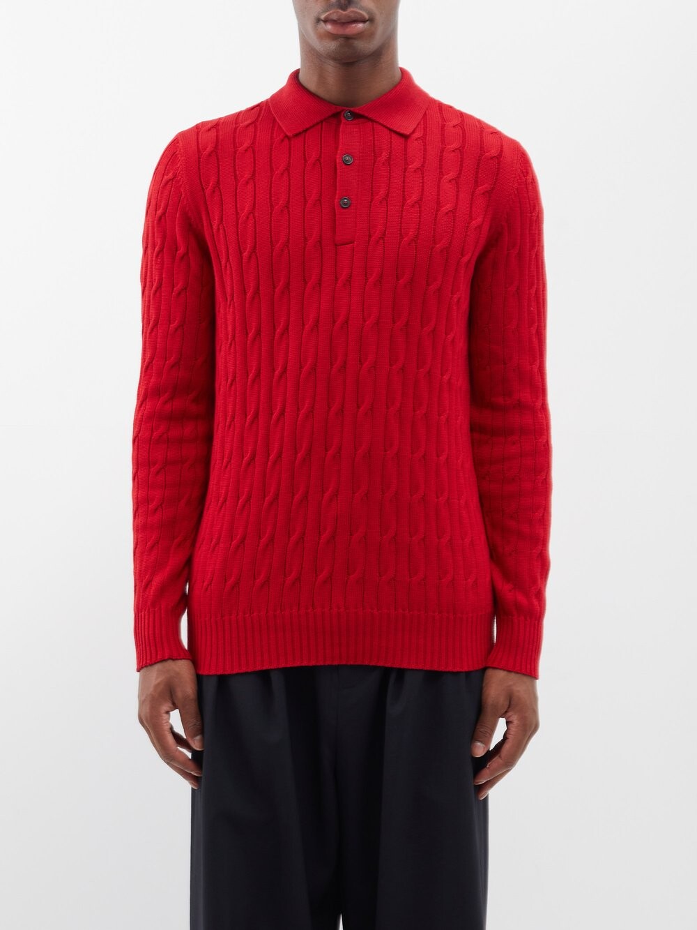 

Хлопковая рубашка-поло косой вязки Ghiaia Cashmere, красный