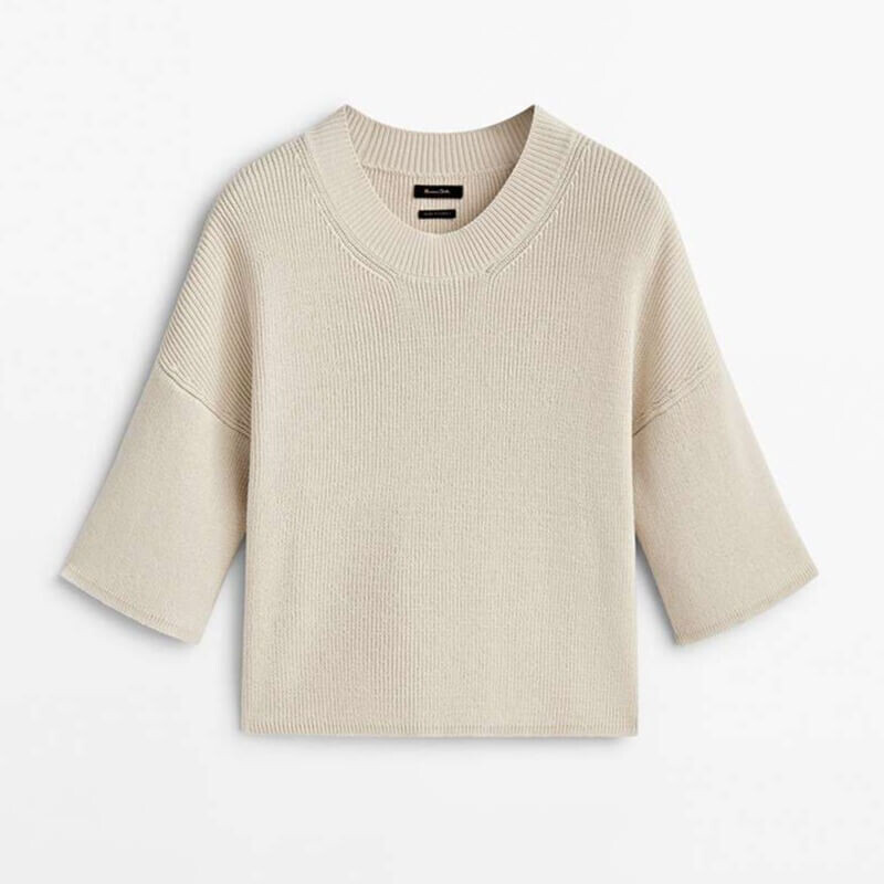 

Джемпер Massimo Dutti Short Sleeve Knit, светло-бежевый