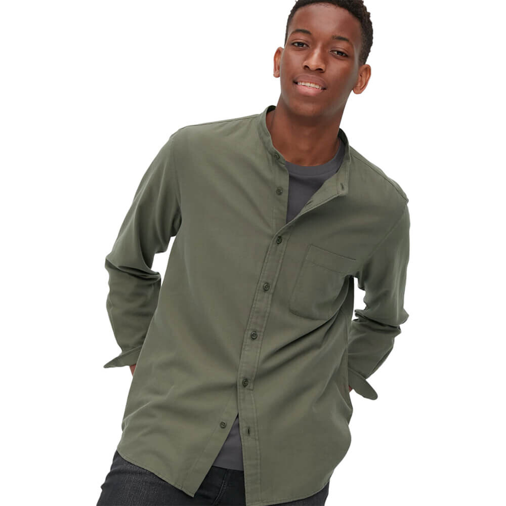 

Рубашка Uniqlo Soft Twill Stand Collar, оливковый