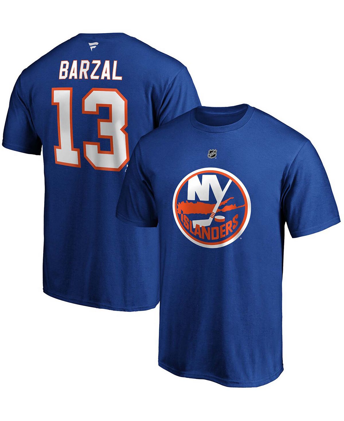Мужская футболка mathew barzal royal new york islanders team с аутентичным названием и номером стека Fanatics