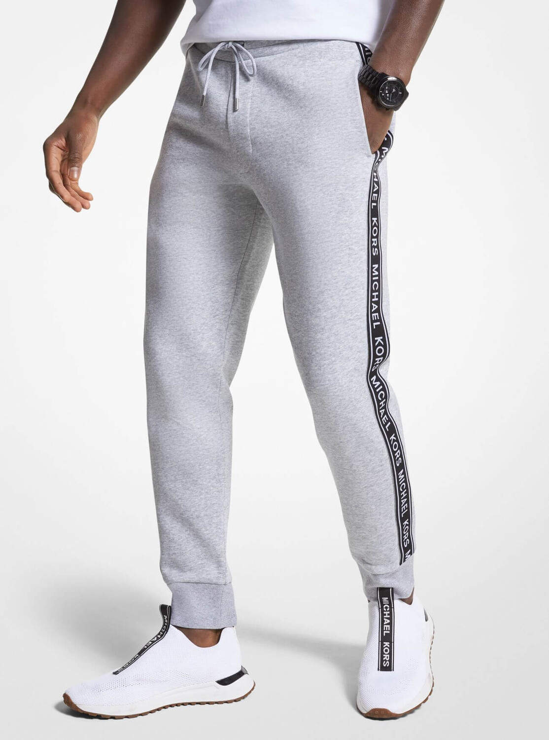 

Брюки-джоггеры Michael Kors Logo Print Cotton Blend, серый