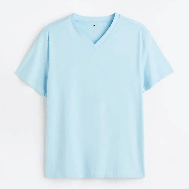 

Футболка H&M Regular Fit V-neck, голубой, Синий