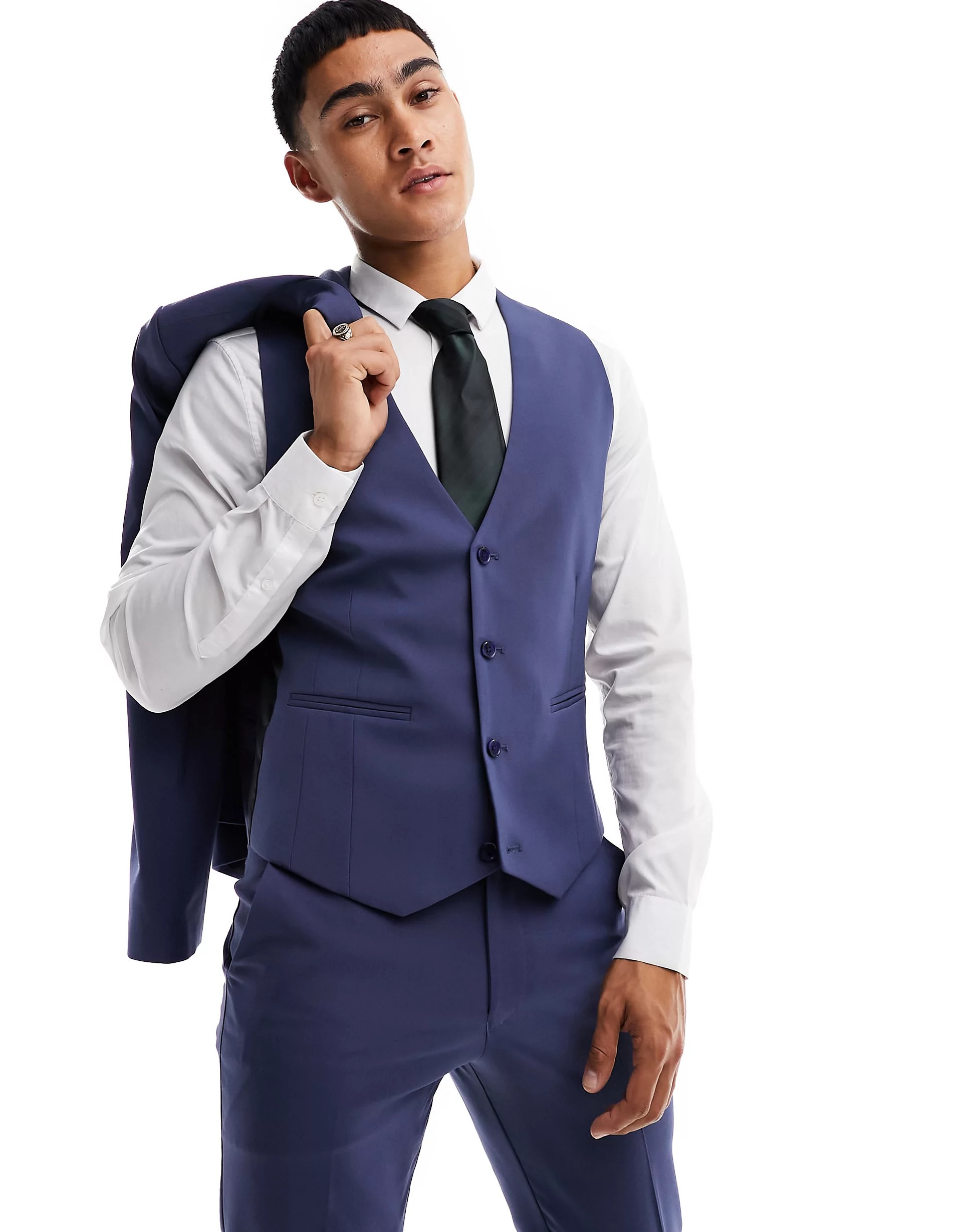 Жилет Asos Design Skinny Suit, синий брюки asos design skinny suit светло коричневый