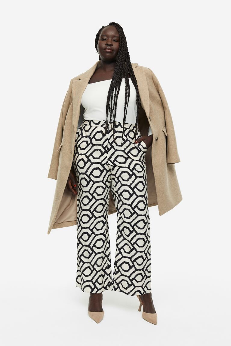 

Брюки-клеш H&M, кремовый/с рисунком, Бежевый
