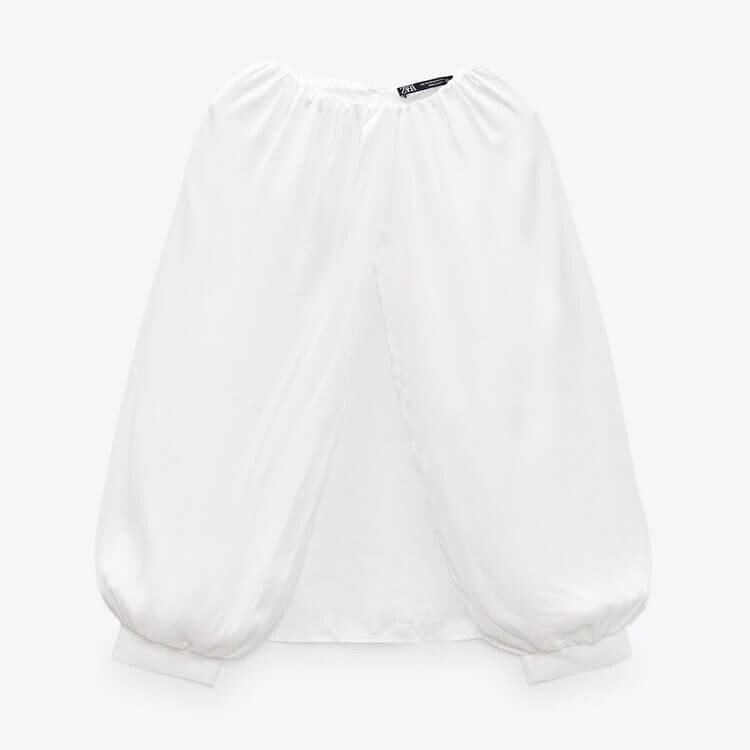

Блузка Zara Satin With Cape Sleeves, белый