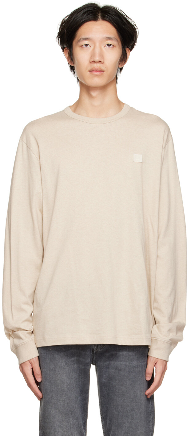 

Бежевая футболка с длинным рукавом с нашивками Acne Studios