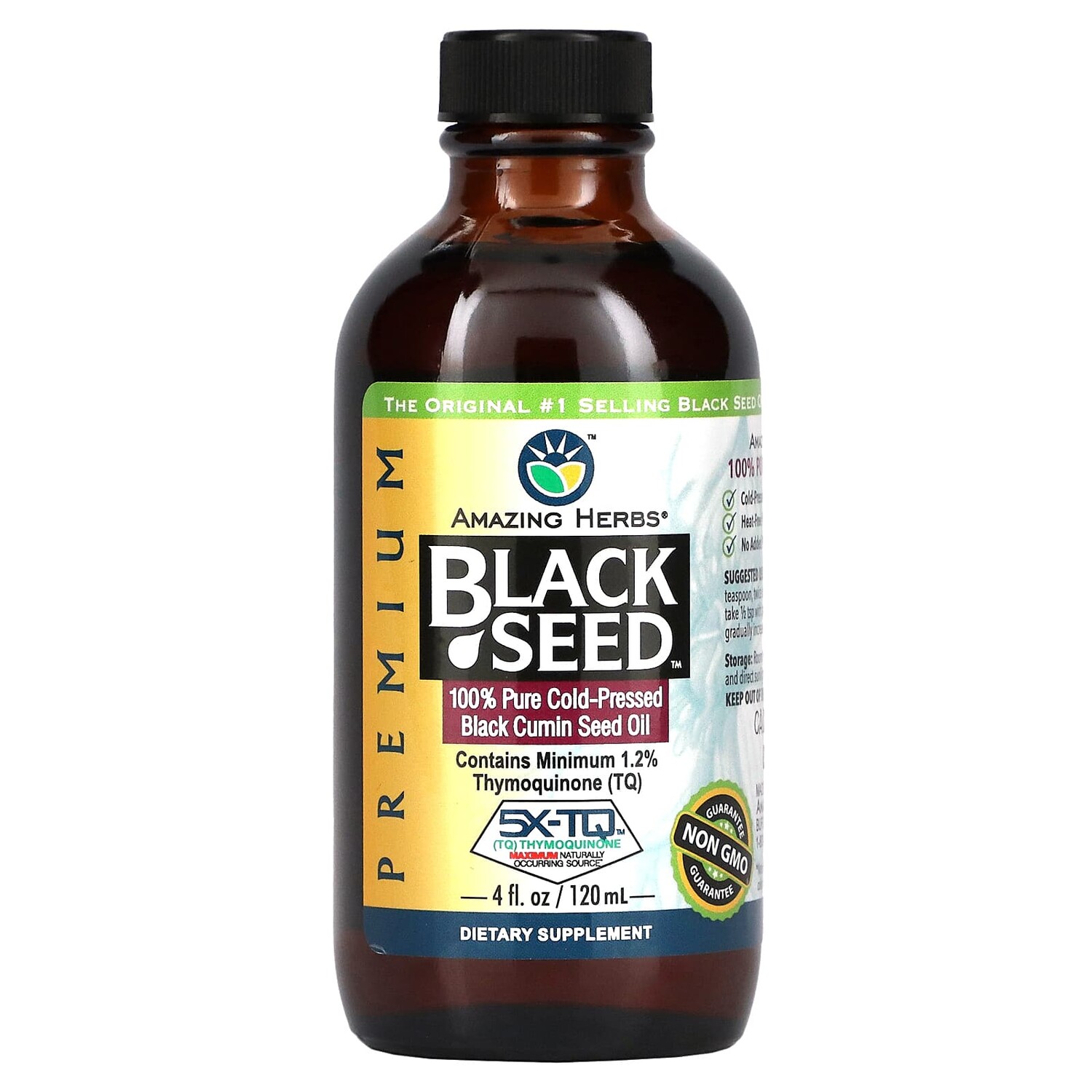 

Black Seed, на 100% чистое масло холодного отжима из семян черного тмина, 120 мл (4 жидк. унции), Amazing Herbs