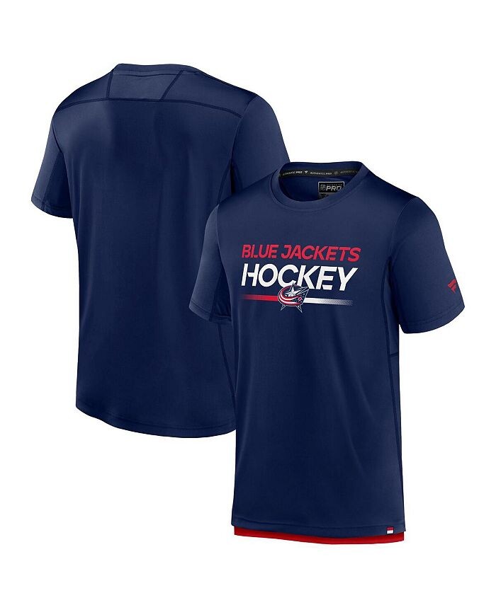 

Мужская фирменная темно-синяя футболка Columbus Blue Jackets Authentic Pro Tech Fanatics, синий