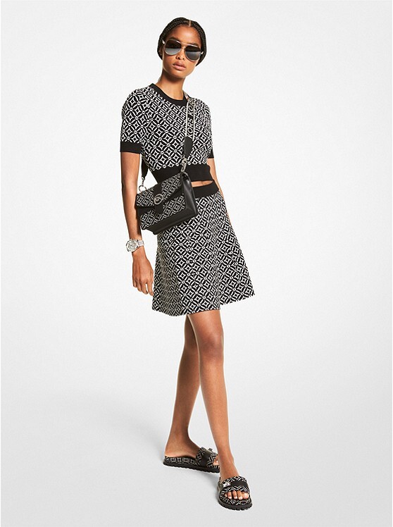 

Топ Michael Michael Kors logo jacquard, белый/чёрный