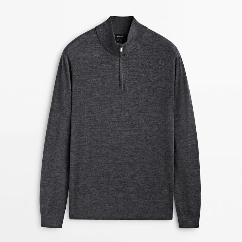 

Свитер Massimo Dutti 100% Merino Wool, темно-серый