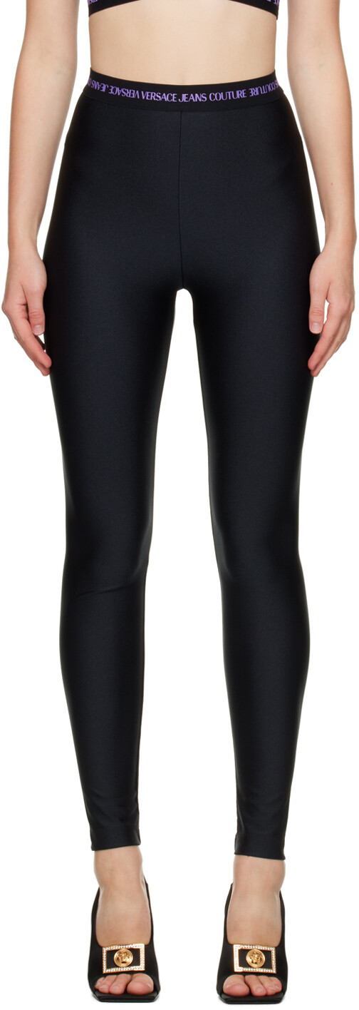 

Черно-фиолетовые леггинсы с эластичным поясом Versace Jeans Couture