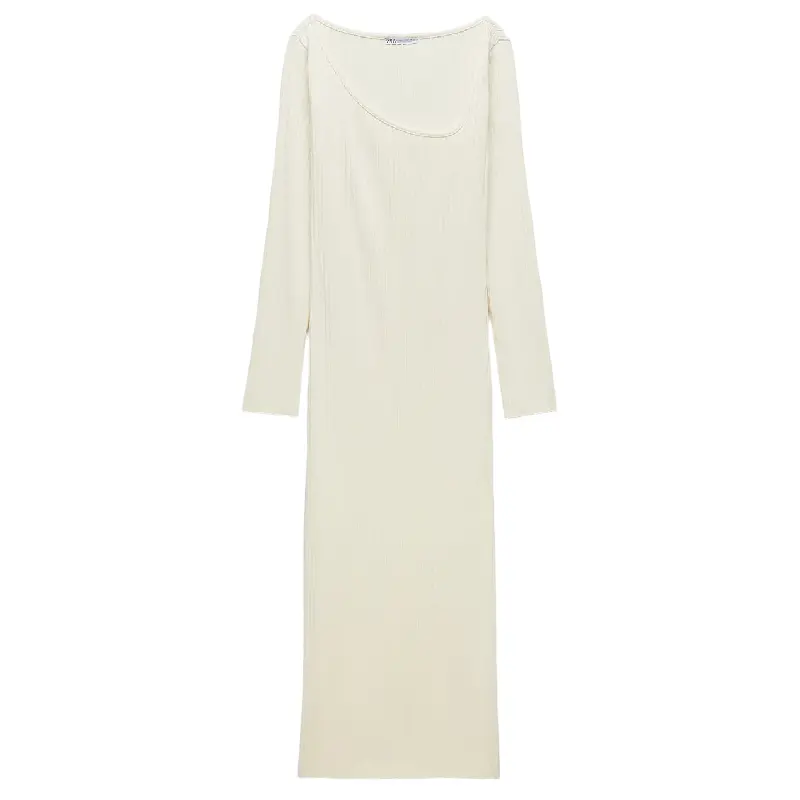 

Платье Zara Asymmetric Ribbed, белый