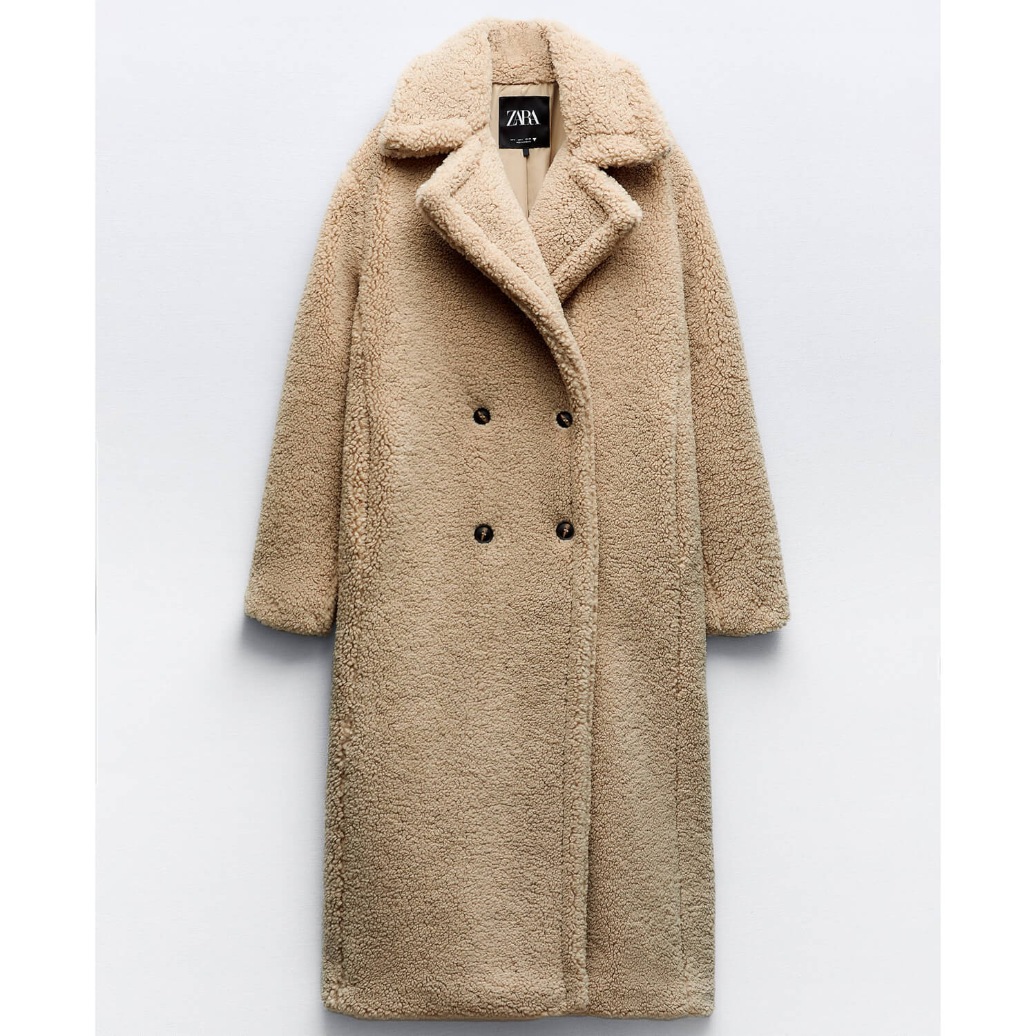 Пальто Zara Extra-Long Faux Shearling, светло-коричневый пальто zara kids extra light long puffer морской синий