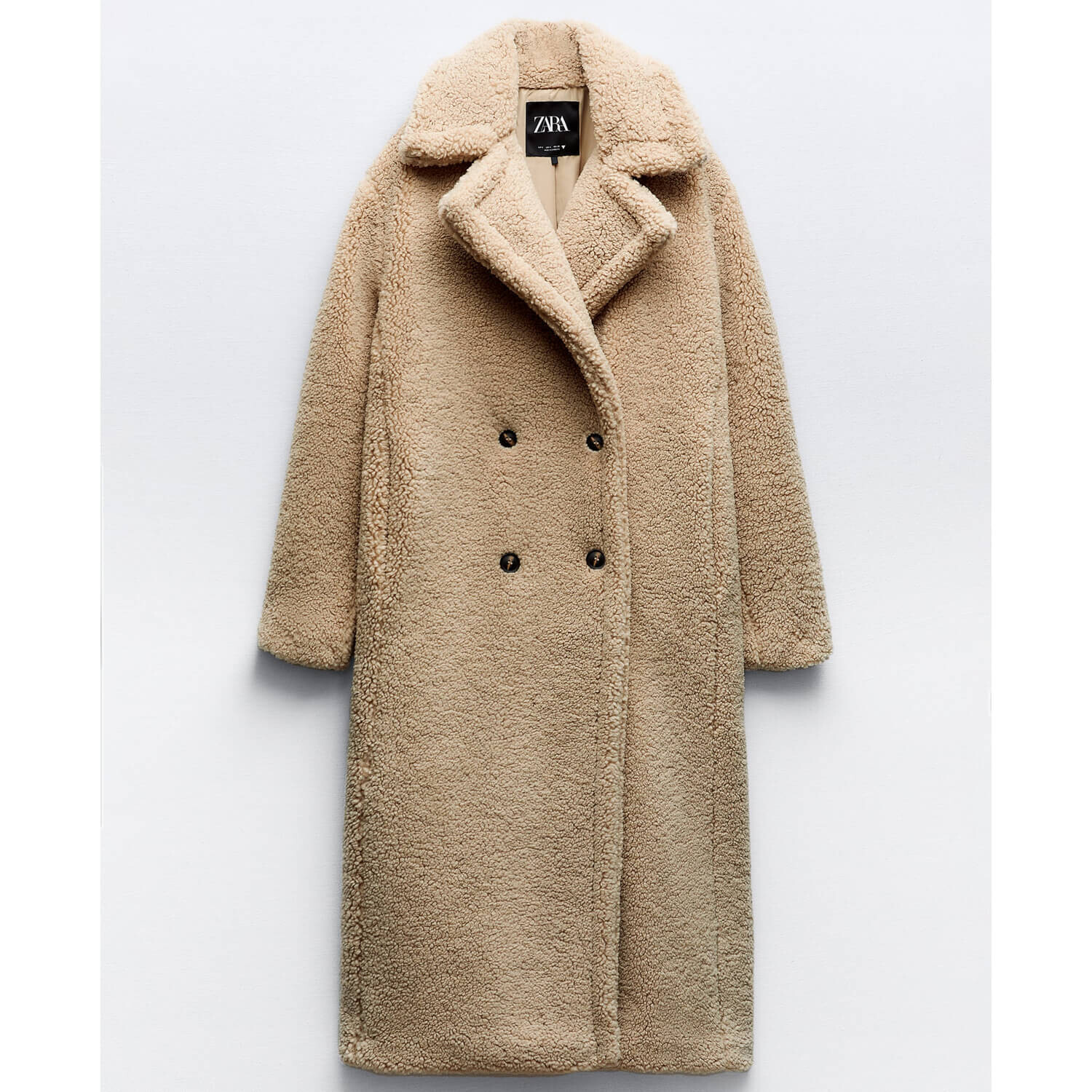 Пальто Zara Extra-Long Faux Shearling, светло-коричневый пальто zara faux suede светло зеленый