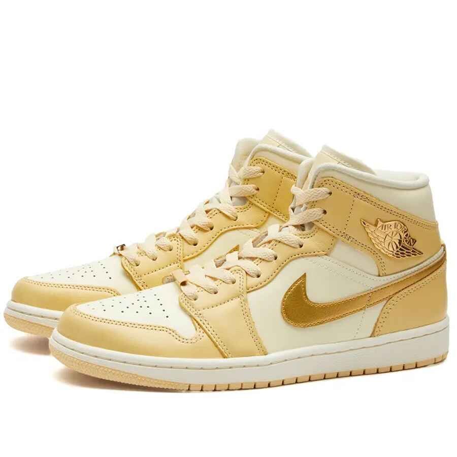 

Кроссовки Air Jordan 1 Mid SE, кремовый/золотой, Бежевый, Кроссовки Air Jordan 1 Mid SE, кремовый/золотой
