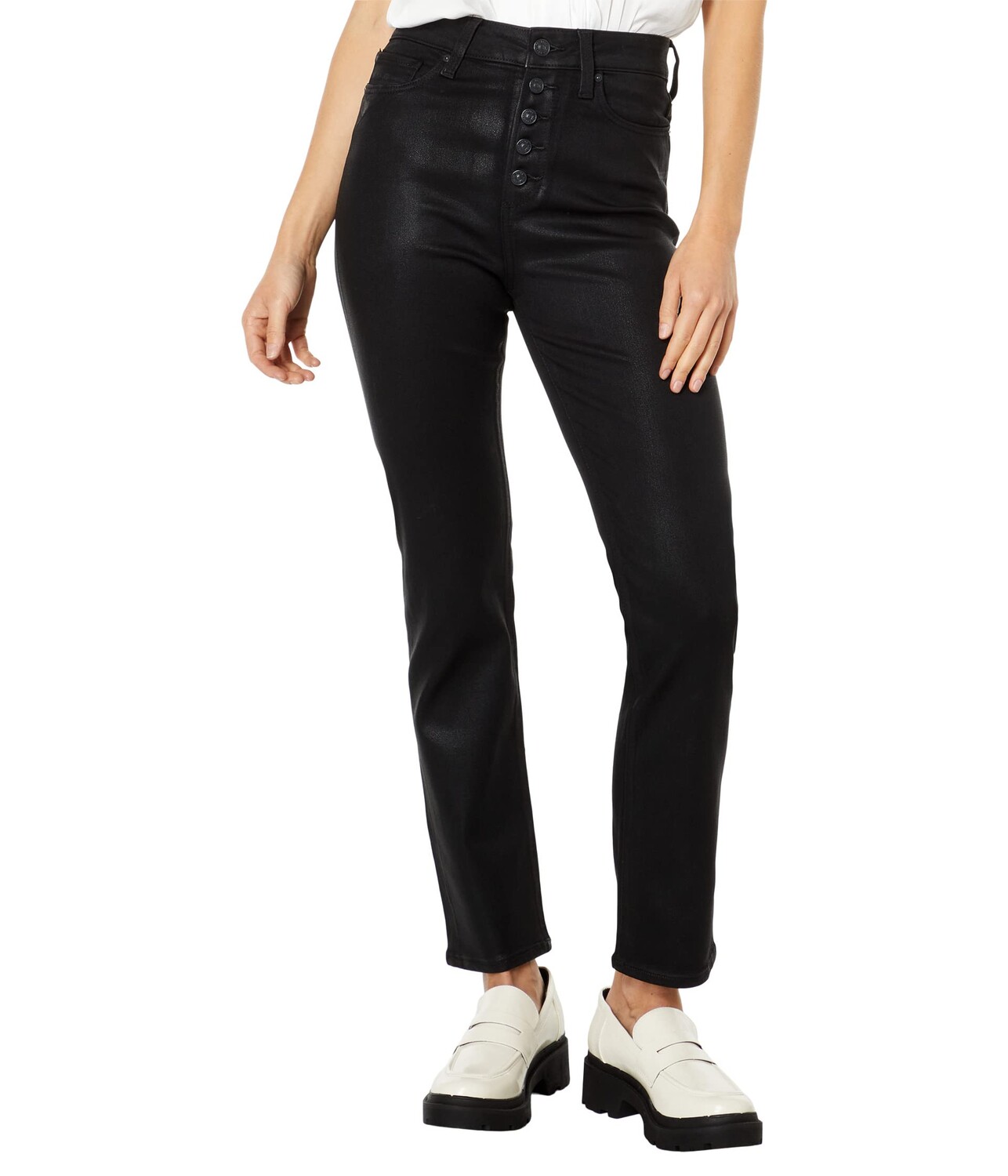 

Джинсы Paige, Accent w/ Exposed Buttonfly in Black Fog Luxe Coating