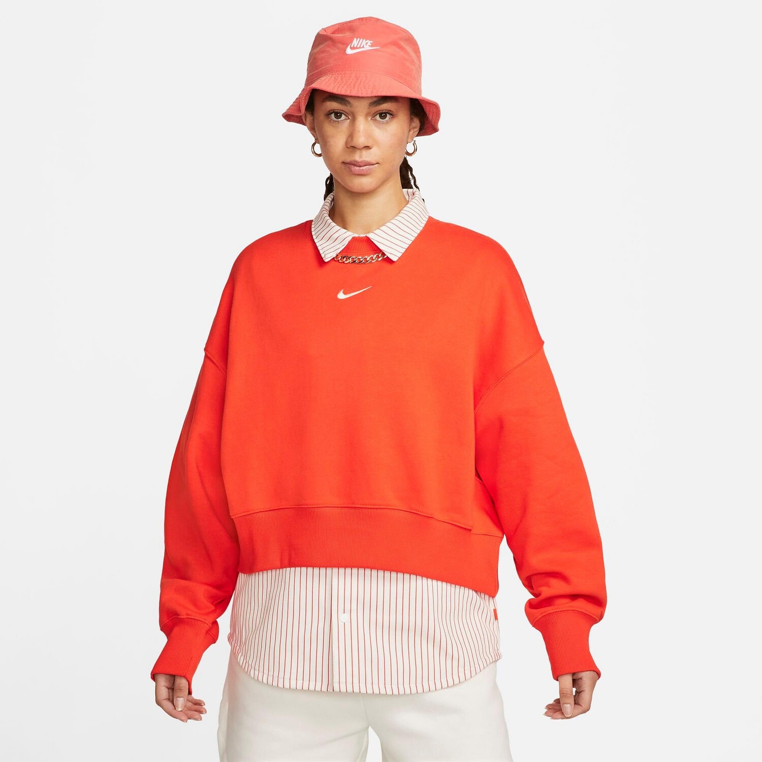 

Женская флисовая толстовка оверсайз с круглым вырезом Nike Sportswear Phoenix, красный