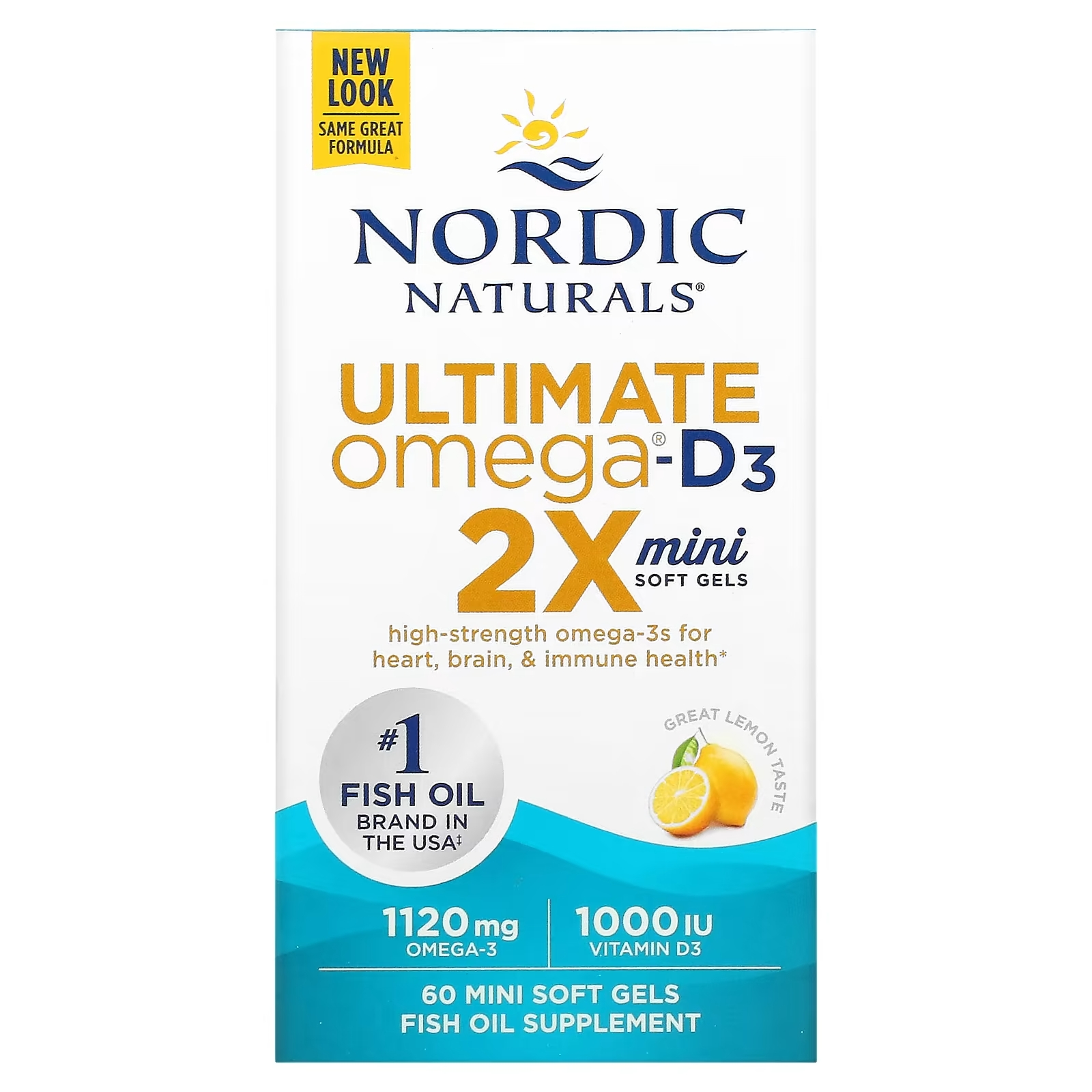 Омега с Витамином D3 Nordic Naturals Ultimate, лимон, 60 мягких мини - таблеток - фото