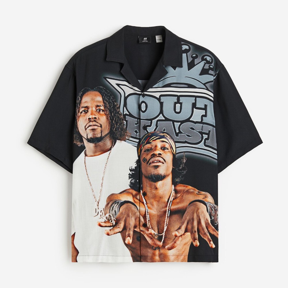 

Рубашка H&M Relaxed Fit Patterned Resort Outkast, черный