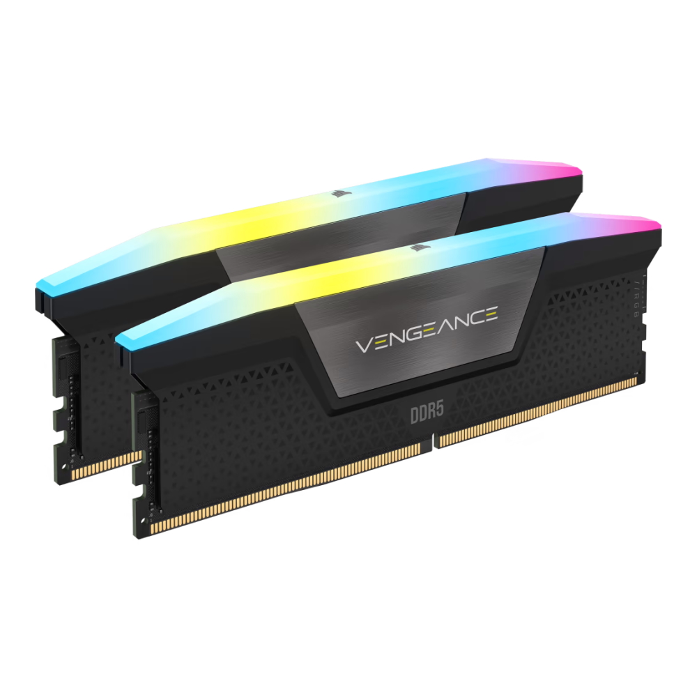 Оперативная память Corsair Vengeance RGB, 64 Гб DDR5 (2x32 Гб), 6400 МГц, черный оперативная память dominator platinum rgb 64 гб 2x32 гб ddr5 6400 мгц черный
