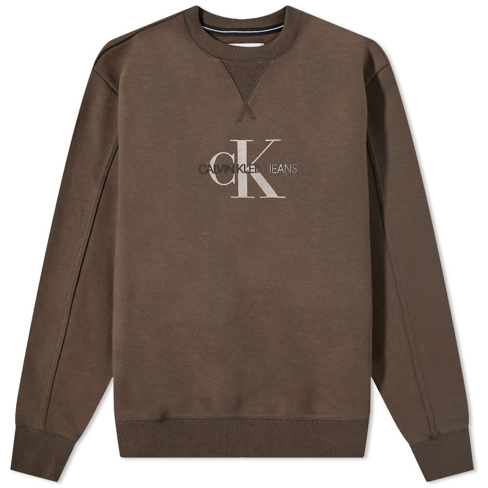 

Толстовка Calvin Klein Archival Monogram Flock Crew Sweat, Коричневый