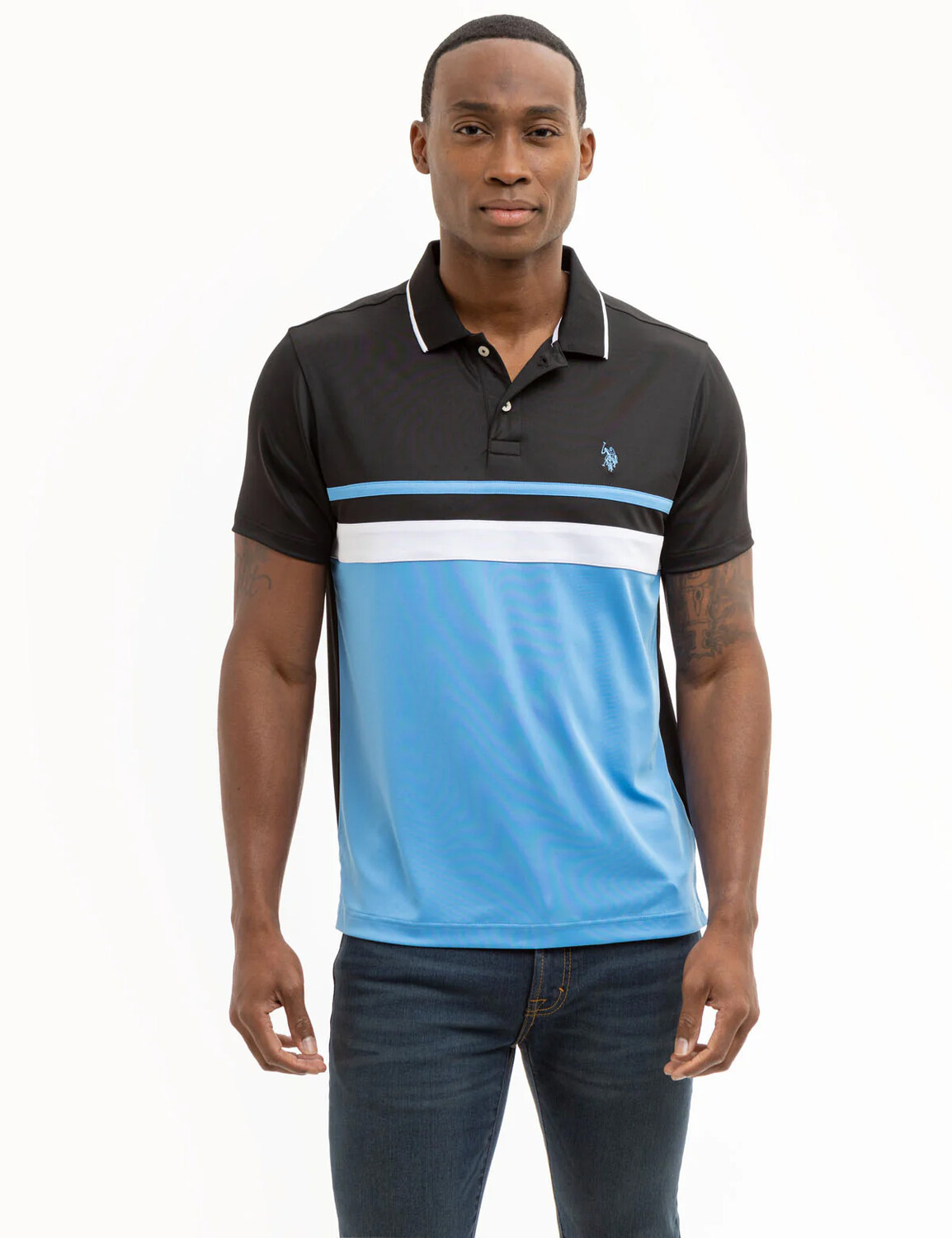 

Футболка-поло U.S. Polo Assn Colorblock Jersey Performance, черный