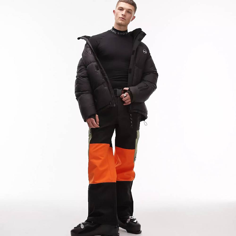 Куртка Topman Sno Ski Puffer, черный черная куртка пуховик bershka