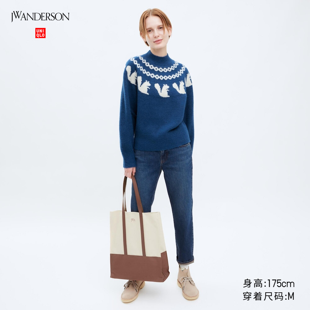 

Свитер Uniqlo JWA жаккардовый с круглым вырезом и длинными рукавами, синий