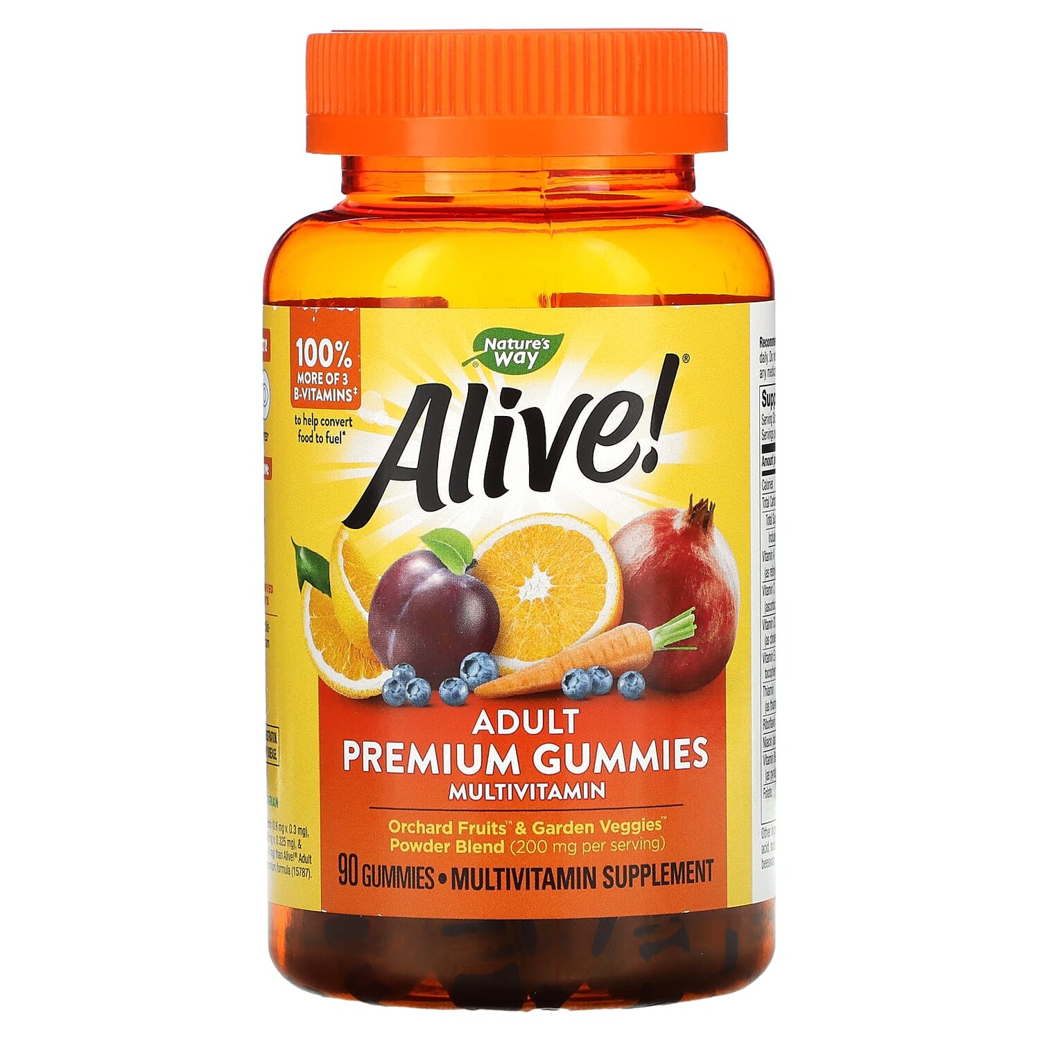 

Alive! жевательный мультивитамин для взрослых, фруктовый вкус, 90 жевательных мармеладок, Nature's Way