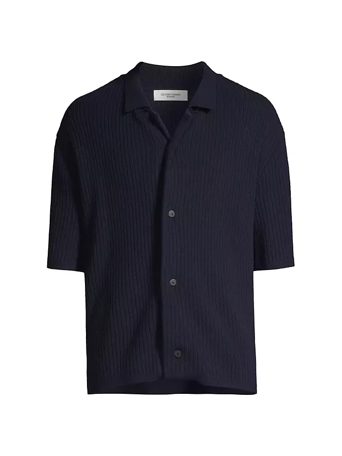 Трикотажная рубашка с полурукавами Le17Septembre, темно-синий цена и фото