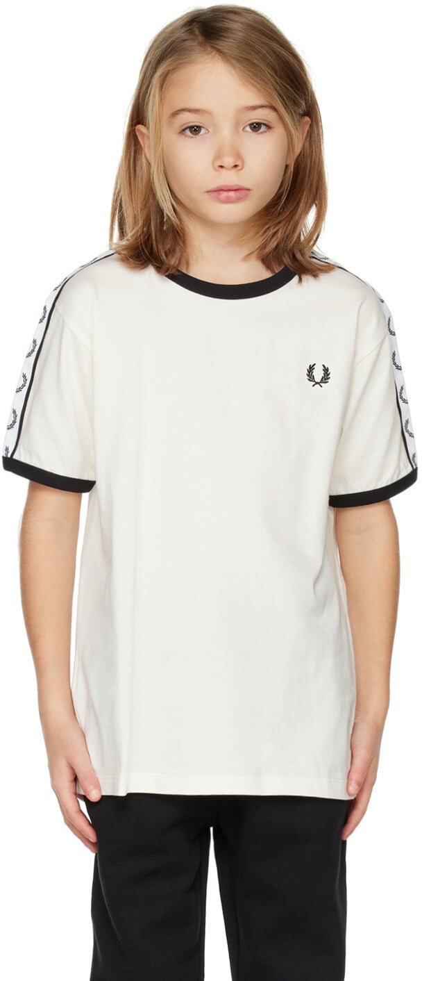 

Детская белая футболка Ringer с тесьмой Fred Perry