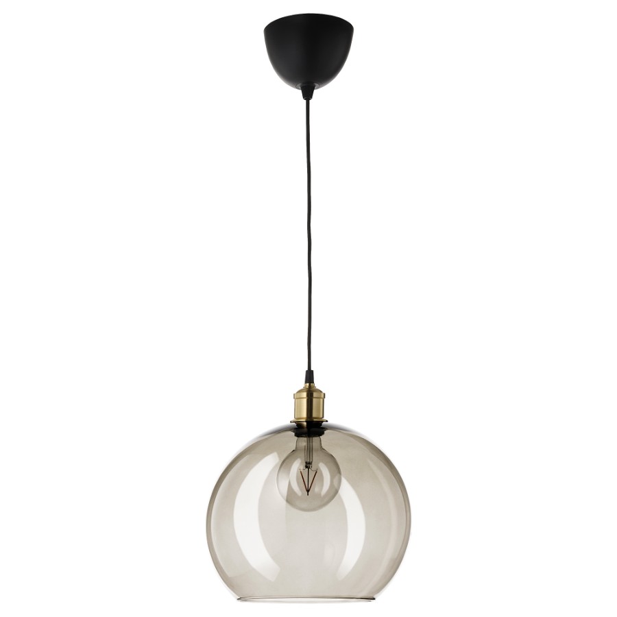 подвесной светильник ikea foto алюминий Подвесной светильник Ikea Jakobsbyn/Jallby, дымчатое стекло/латунь