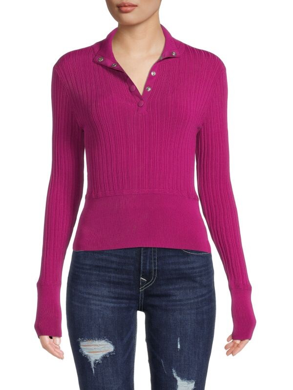 

Пуловер esme в рубчик на кнопках rag & bone Deep pink
