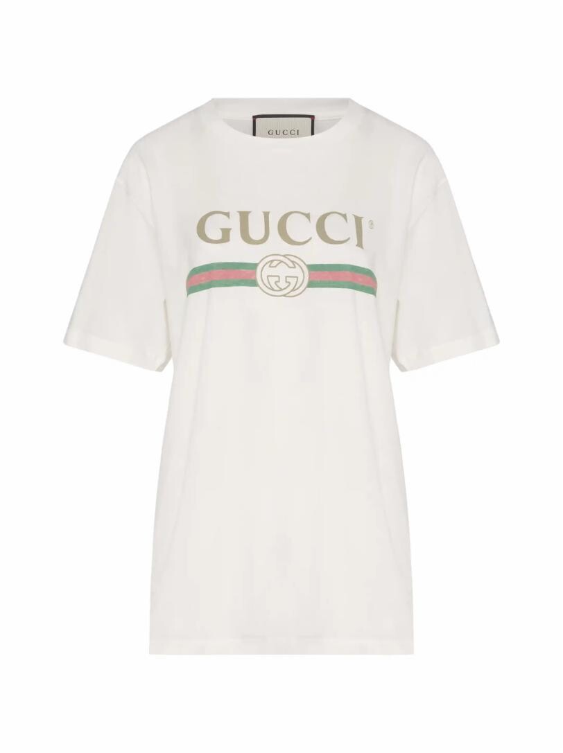 

Хлопковая футболка с логотипом Gucci, Белый