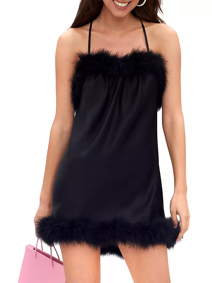 цена Мини-платье French Kiss с отделкой страусами Sleeper, черный